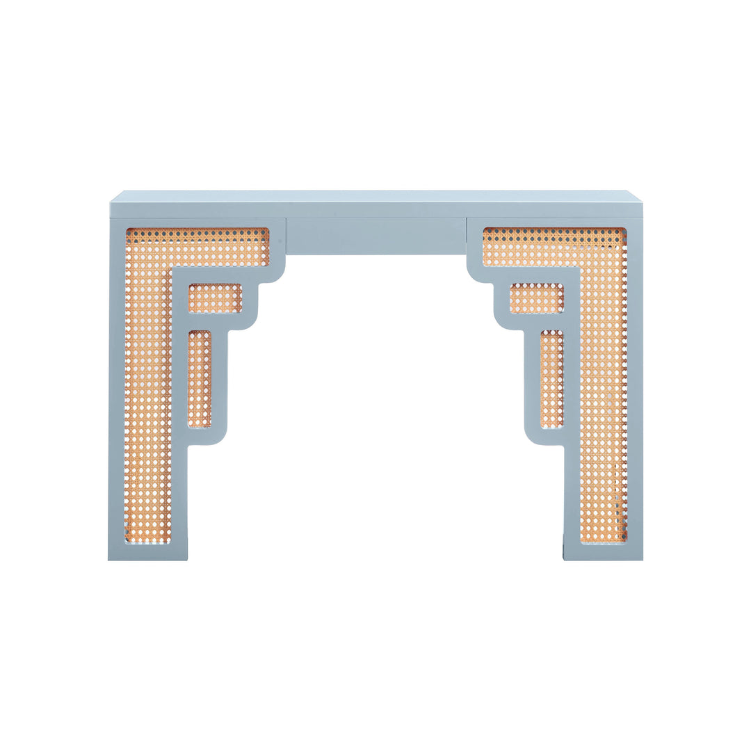 Suzie 45" Blue Rattan Console Table