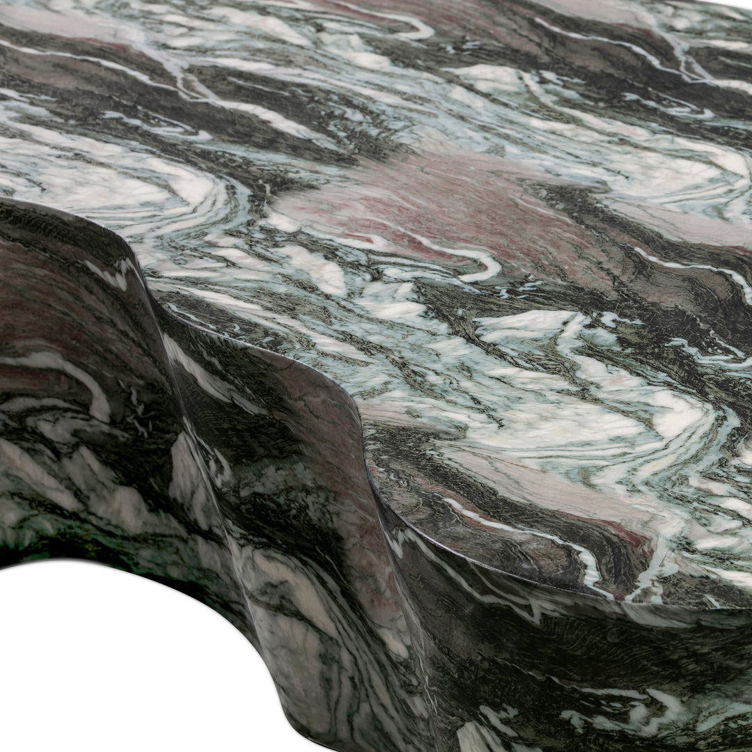 Slab 59" Blush &amp; Grey Marble Concrete Indoor/Outdoor Coffee Table