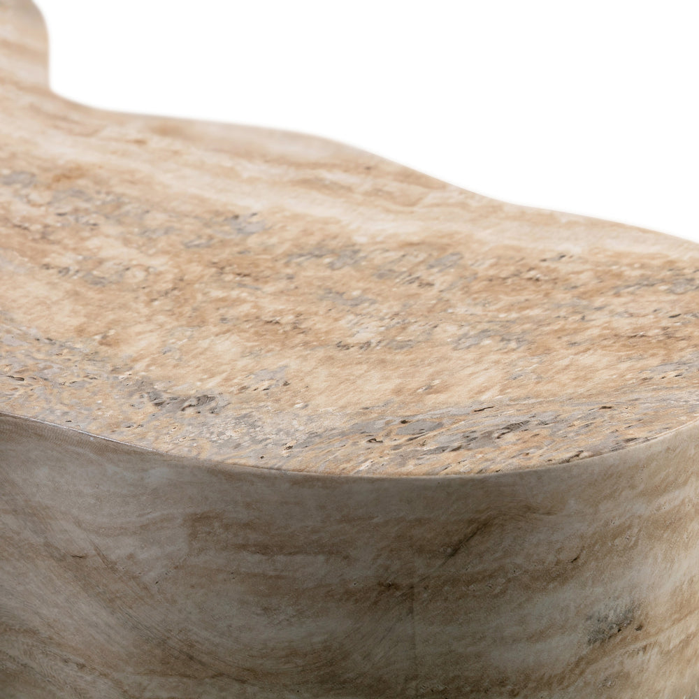 Slab Concrete Indoor/Outdoor Side Table (18"-22") - Travertine / Short
