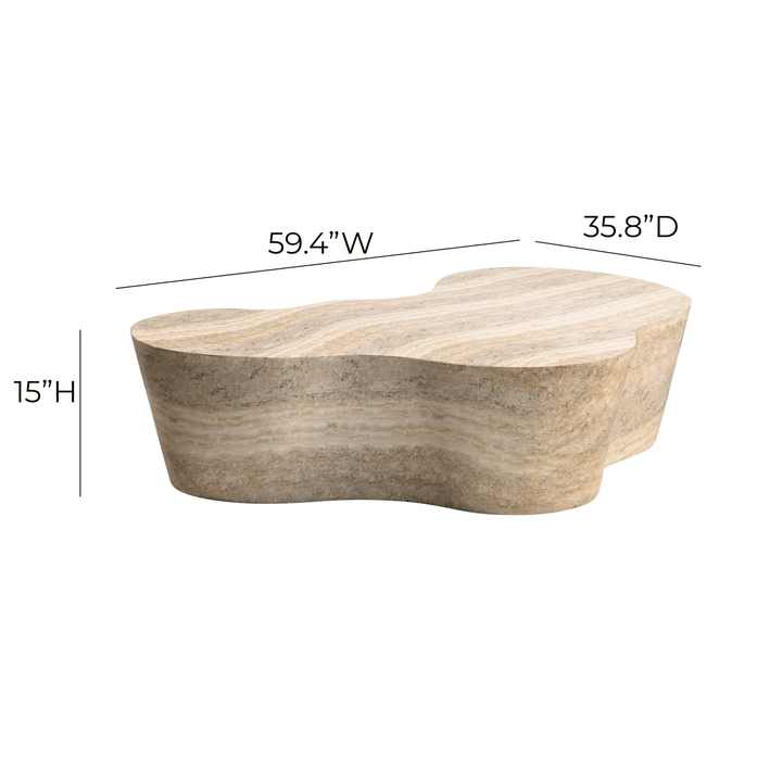 Slab 59" Travertine Concrete Indoor/Outdoor Coffee Table