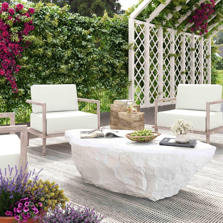 Crag 56" White Concrete Indoor/Outdoor Coffee Table