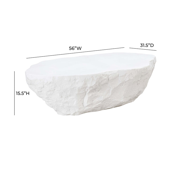 Crag 56" White Concrete Indoor/Outdoor Coffee Table