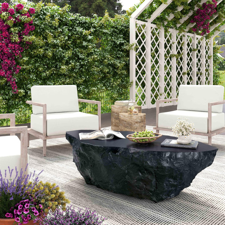 Crag 56" Black Concrete Indoor/Outdoor Coffee Table