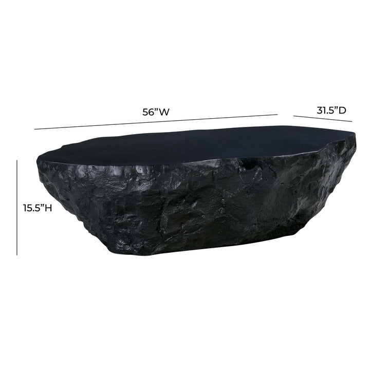 Crag 56" Black Concrete Indoor/Outdoor Coffee Table