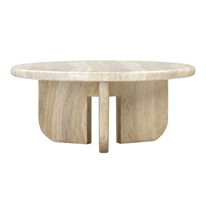 Patrizia 36" Faux Travertine Concrete Indoor/Outdoor Round Coffee Table
