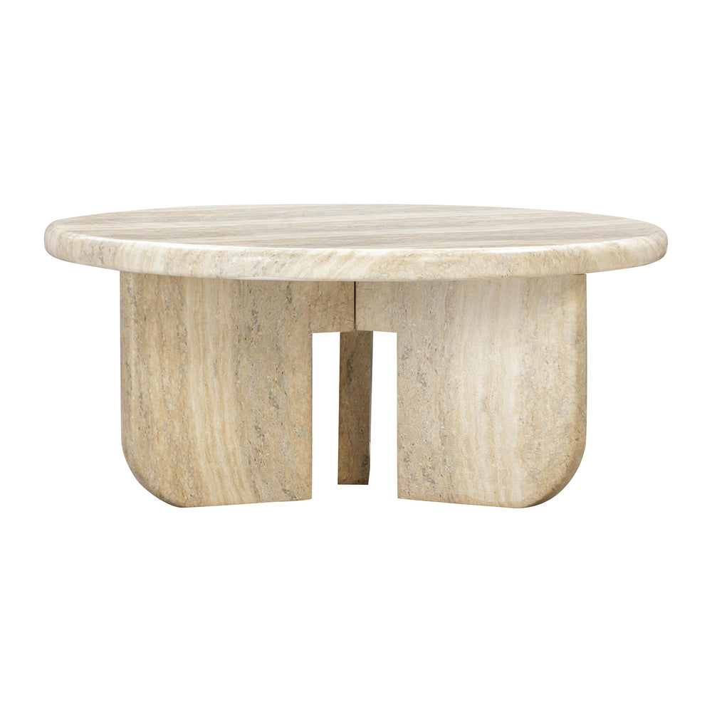 Patrizia 36" Faux Travertine Concrete Indoor/Outdoor Round Coffee Table