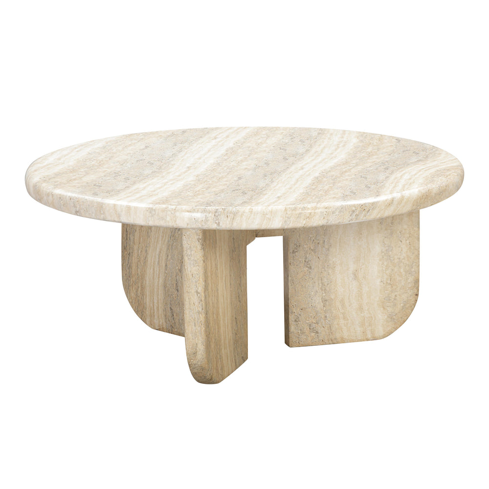 Patrizia 36" Faux Travertine Concrete Indoor/Outdoor Round Coffee Table