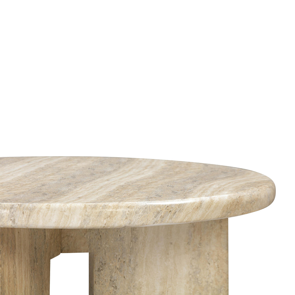 Patrizia 36" Faux Travertine Concrete Indoor/Outdoor Round Coffee Table