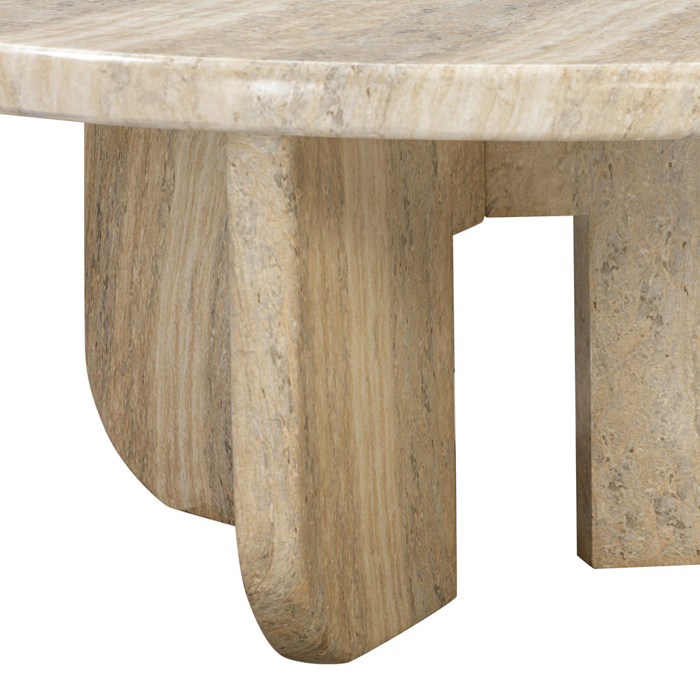 Patrizia 36" Faux Travertine Concrete Indoor/Outdoor Round Coffee Table