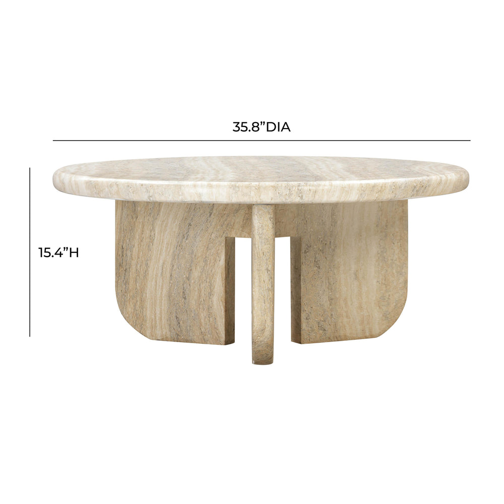 Patrizia 36" Faux Travertine Concrete Indoor/Outdoor Round Coffee Table