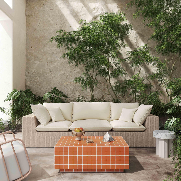 Mixie 39" Brick Orange Tile Indoor/Outdoor Coffee Table