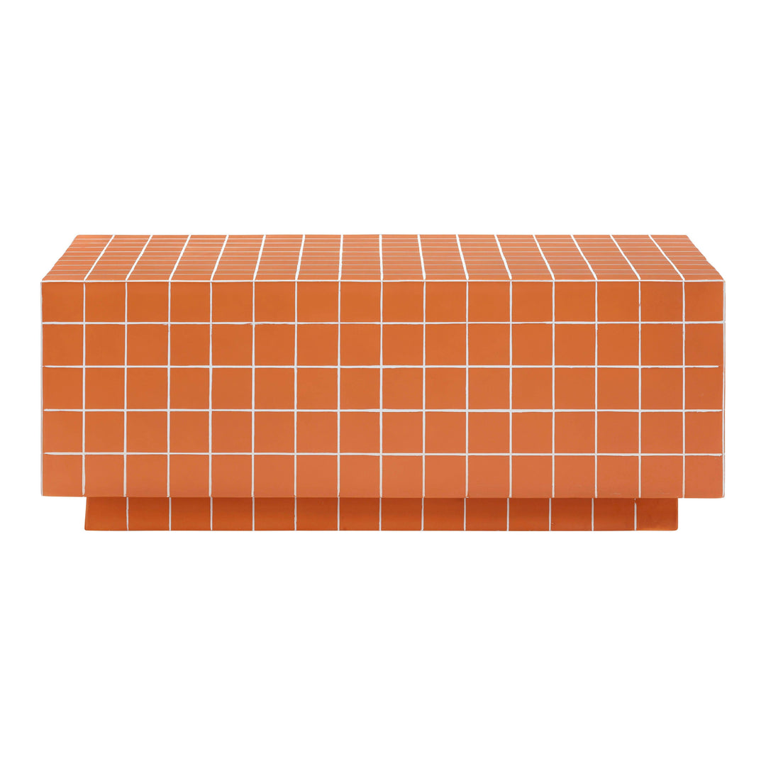 Mixie 39" Brick Orange Tile Indoor/Outdoor Coffee Table