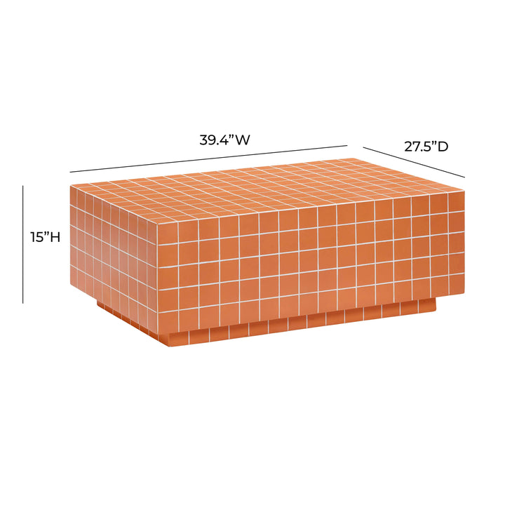 Mixie 39" Brick Orange Tile Indoor/Outdoor Coffee Table