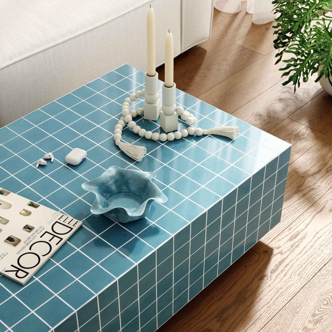 Mixie 39" Blue Tile Indoor/Outdoor Coffee Table