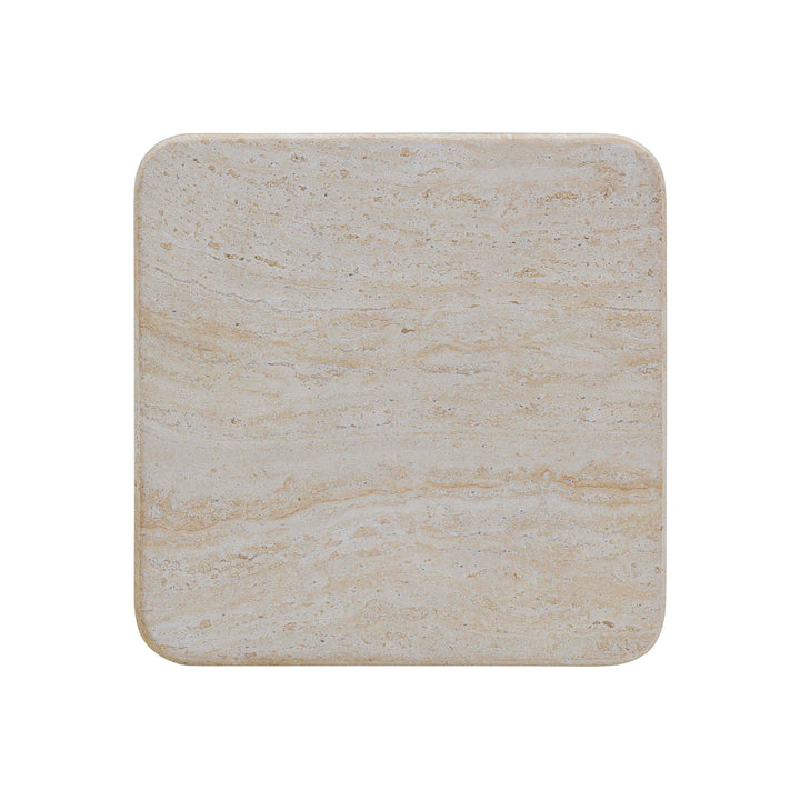 Brut Faux Travertine &amp; Breccia Concrete Indoor/Outdoor Side Table