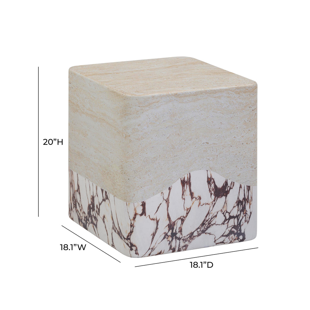 Brut Faux Travertine & Breccia Concrete Indoor/Outdoor Side Table