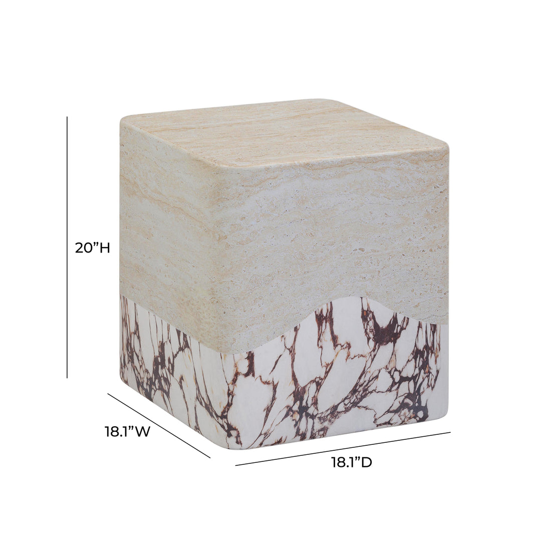 Brut Faux Travertine & Breccia Concrete Indoor/Outdoor Side Table