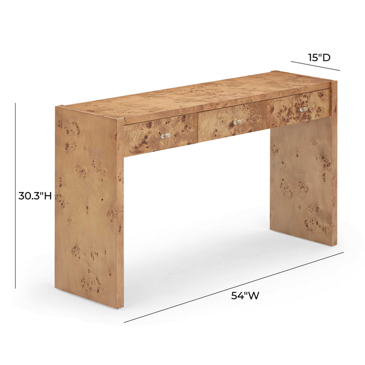Brandyss 54" Honey Burl Console Table