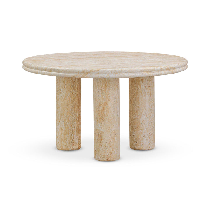 Amora 26" Faux Travertine Indoor/Outdoor Round Accent Table