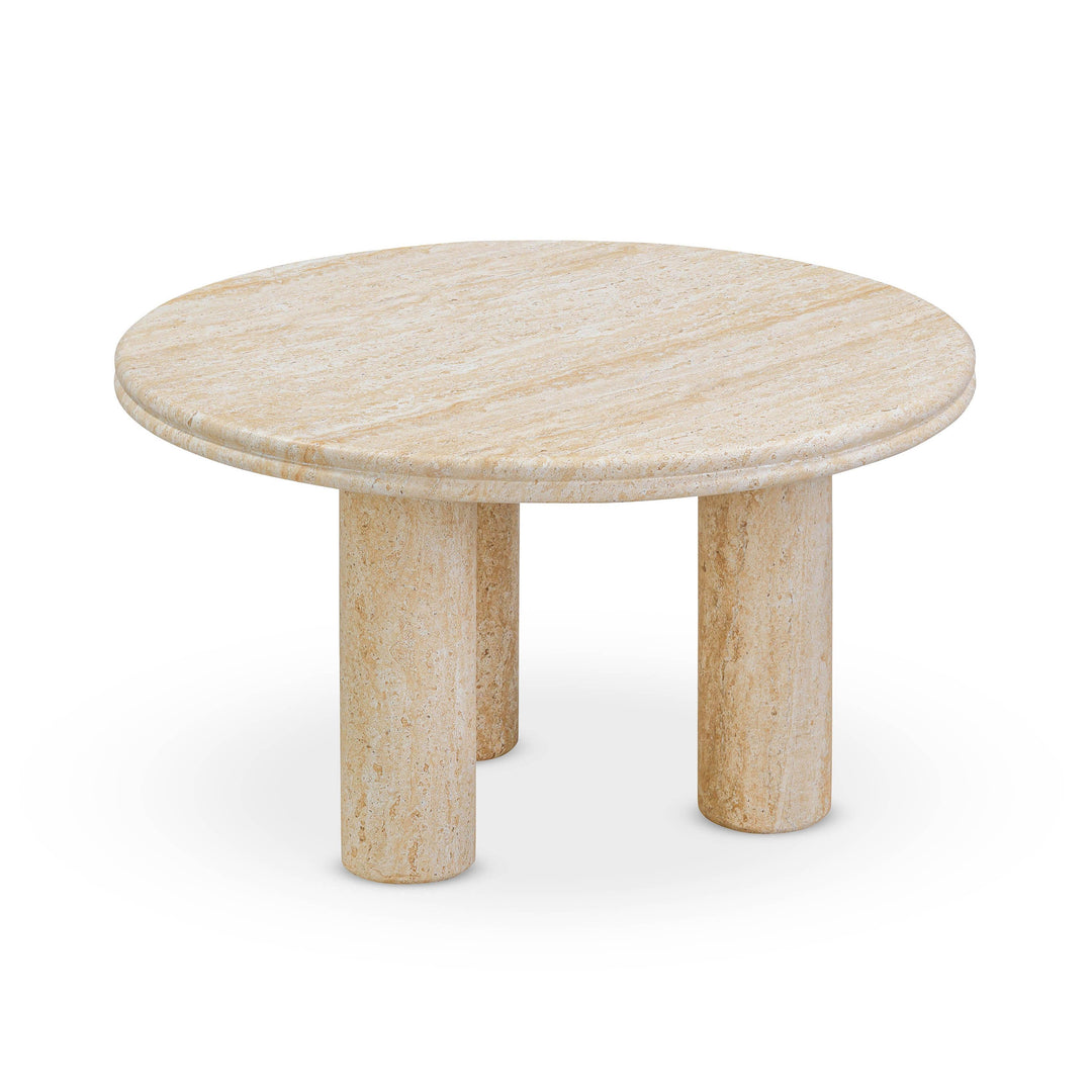 Amora 26" Faux Travertine Indoor/Outdoor Round Accent Table