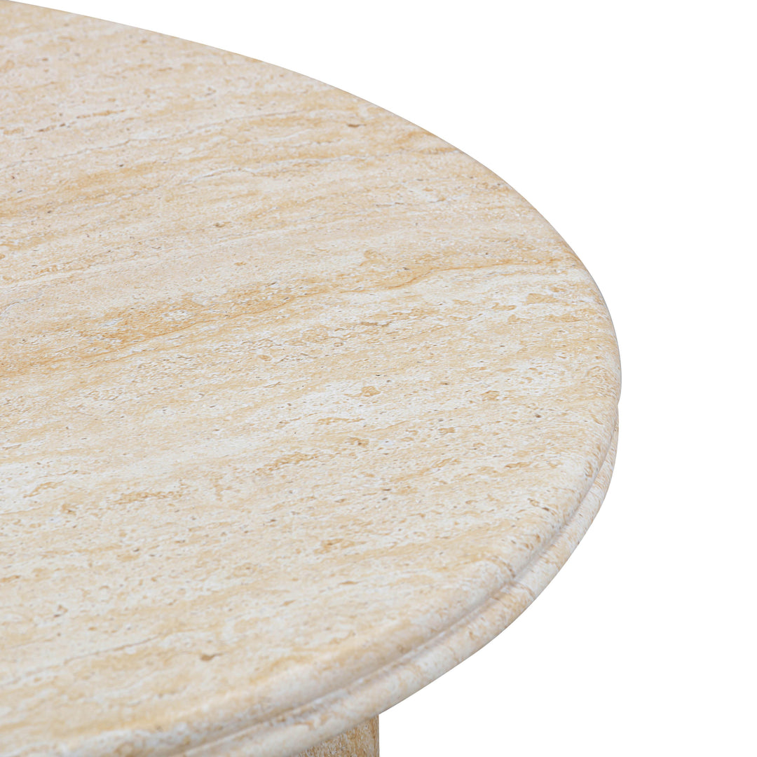 Amora 26" Faux Travertine Indoor/Outdoor Round Accent Table