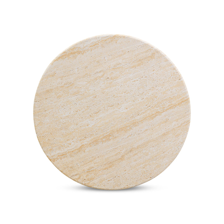 Amora 26" Faux Travertine Indoor/Outdoor Round Accent Table
