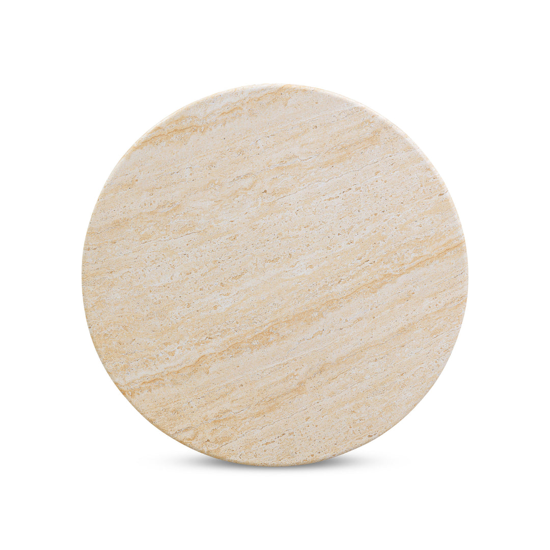 Amora 26" Faux Travertine Indoor/Outdoor Round Accent Table
