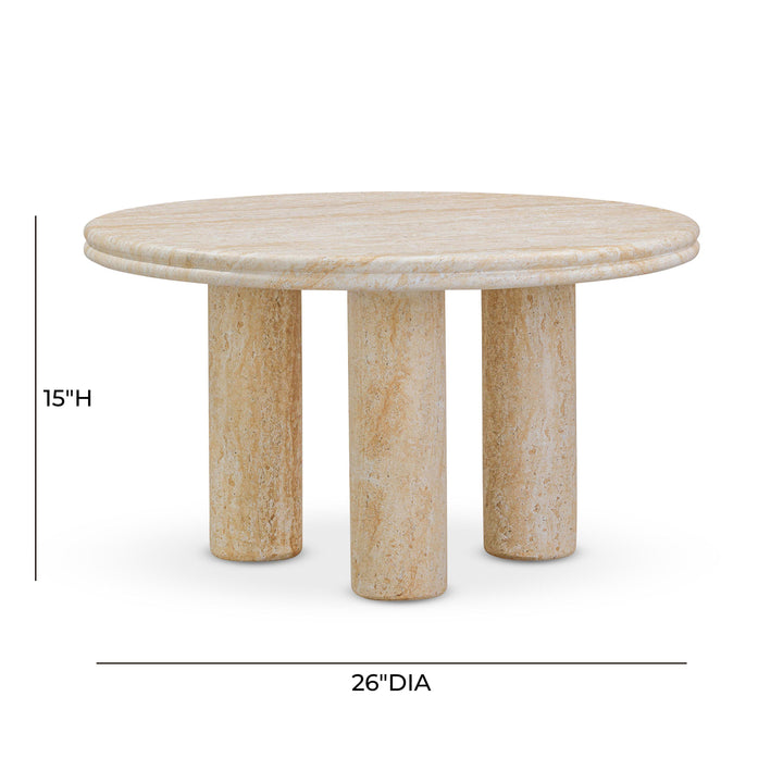 Amora 26" Faux Travertine Indoor/Outdoor Round Accent Table