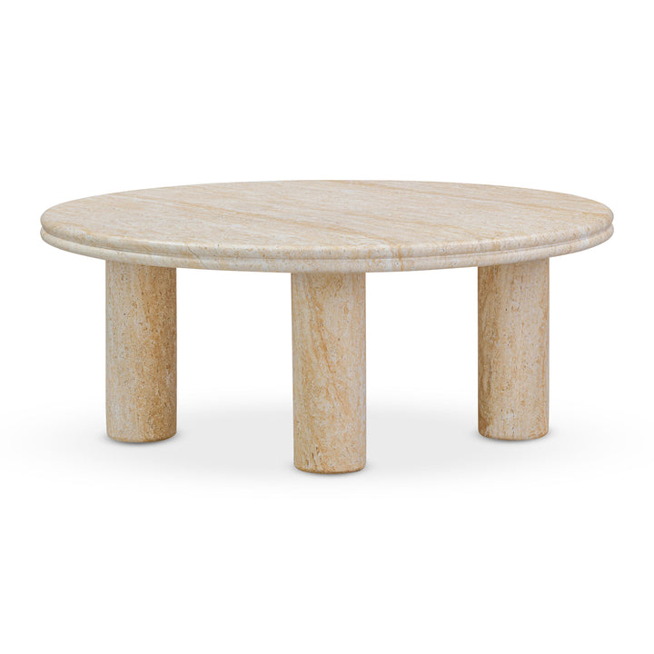 Amora Faux Travertine Indoor/Outdoor Round Accent Table (26"-32")