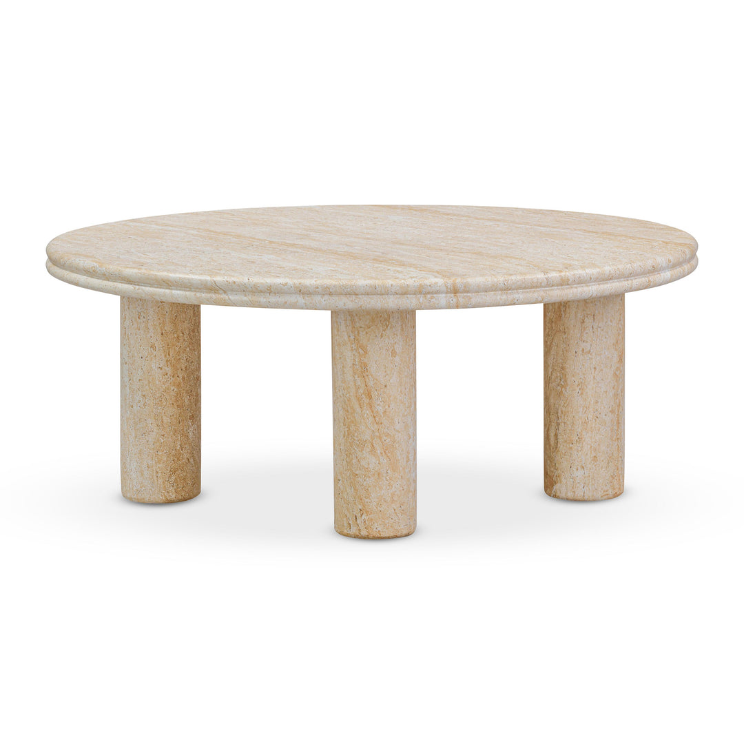 Amora Faux Travertine Indoor/Outdoor Round Accent Table (26"-32")