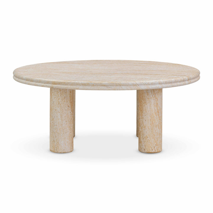 Amora 32" Faux Travertine Indoor/Outdoor Round Accent Table