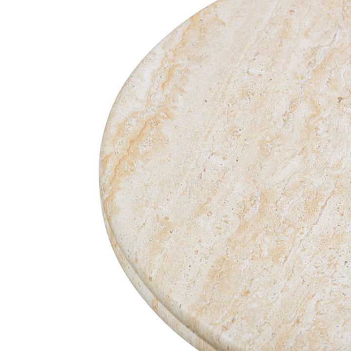 Amora 32" Faux Travertine Indoor/Outdoor Round Accent Table