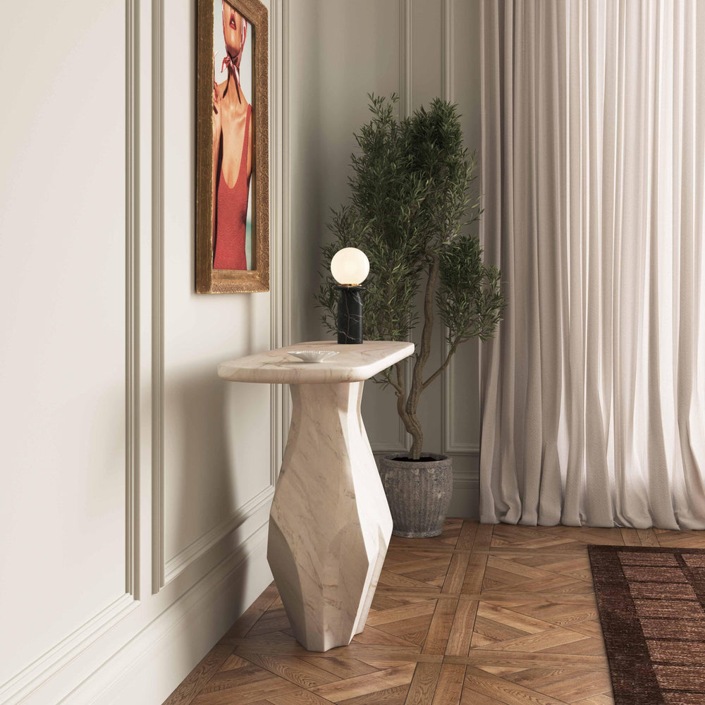 Esme 54" Faux Marble Indoor/Outdoor Long Console Table