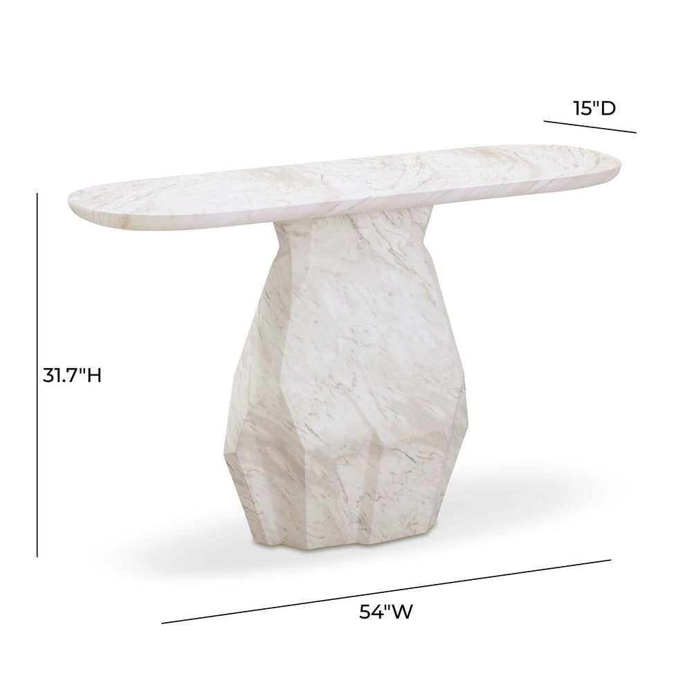 Esme 54" Faux Marble Indoor/Outdoor Long Console Table