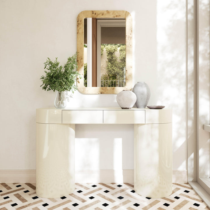 Mira 50" Cream High Gloss Console Table