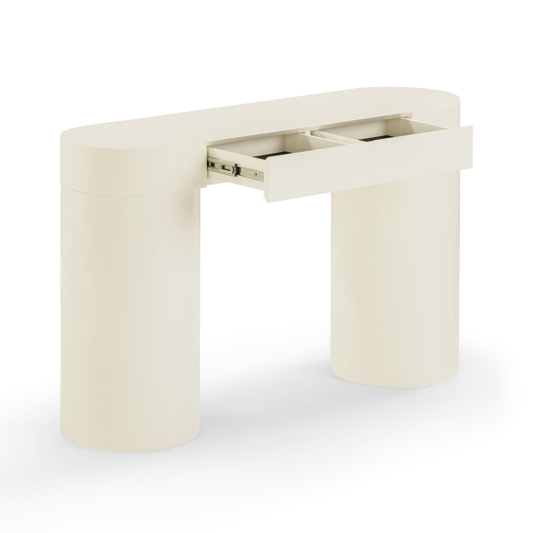 Mira 50" Cream High Gloss Console Table