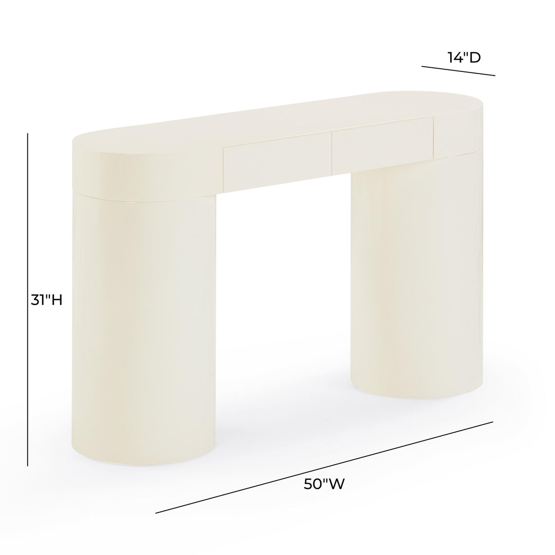 Mira 50" Cream High Gloss Console Table