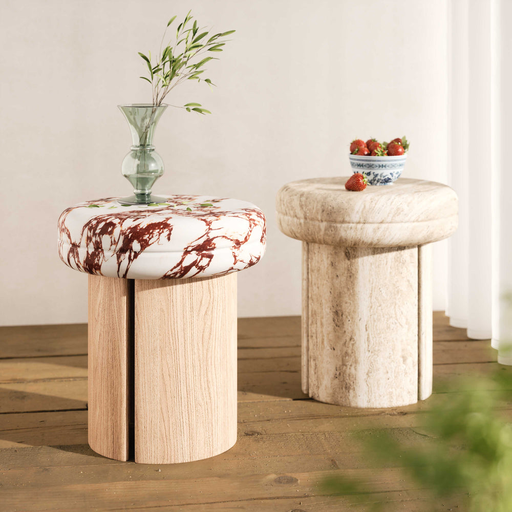 Sheila Textured Concrete Indoor / Outdoor Side Table - Travertine