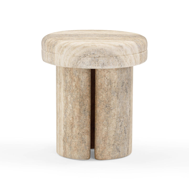 Sheila Textured Concrete Indoor / Outdoor Side Table - Travertine