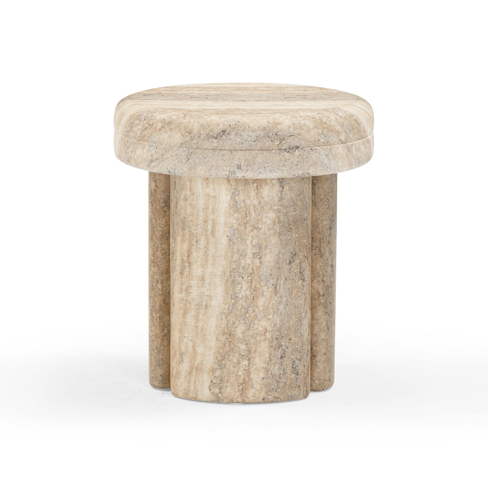 Sheila Textured Concrete Indoor / Outdoor Side Table - Travertine