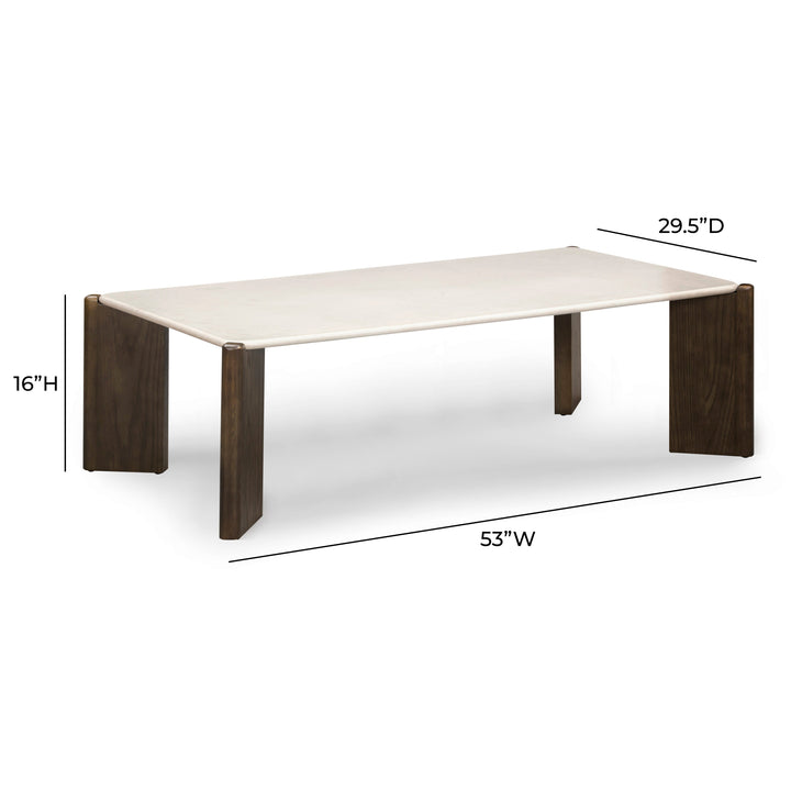 Restis 52" Cream Quartz Rectangular Coffee Table