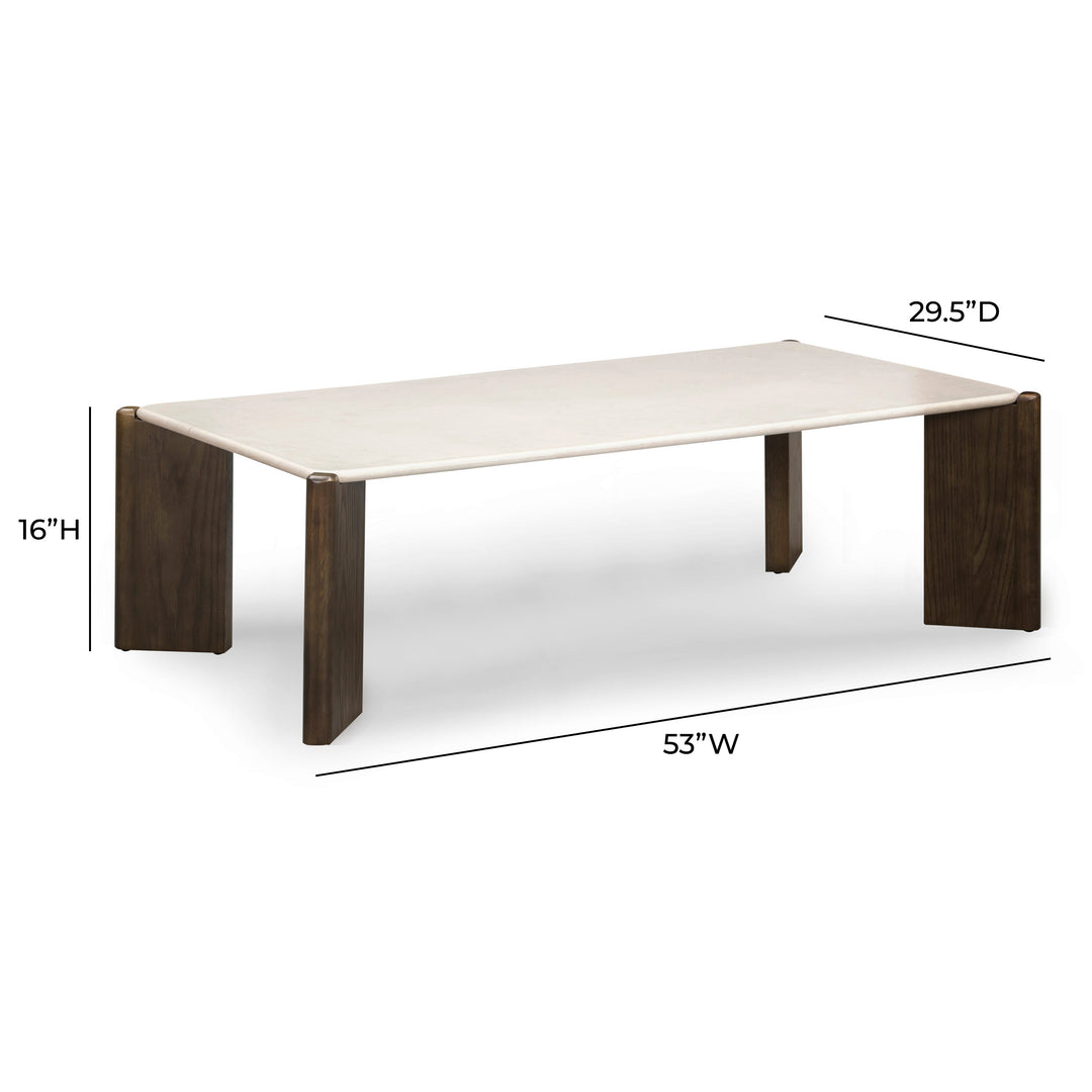 Restis 52" Cream Quartz Rectangular Coffee Table