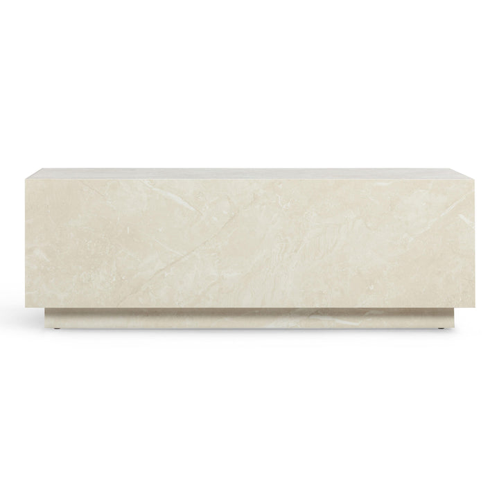 Romy 47" Cream Travertine Rectangular Coffee Table