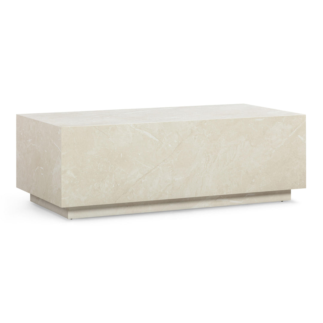 Romy 47" Cream Travertine Rectangular Coffee Table
