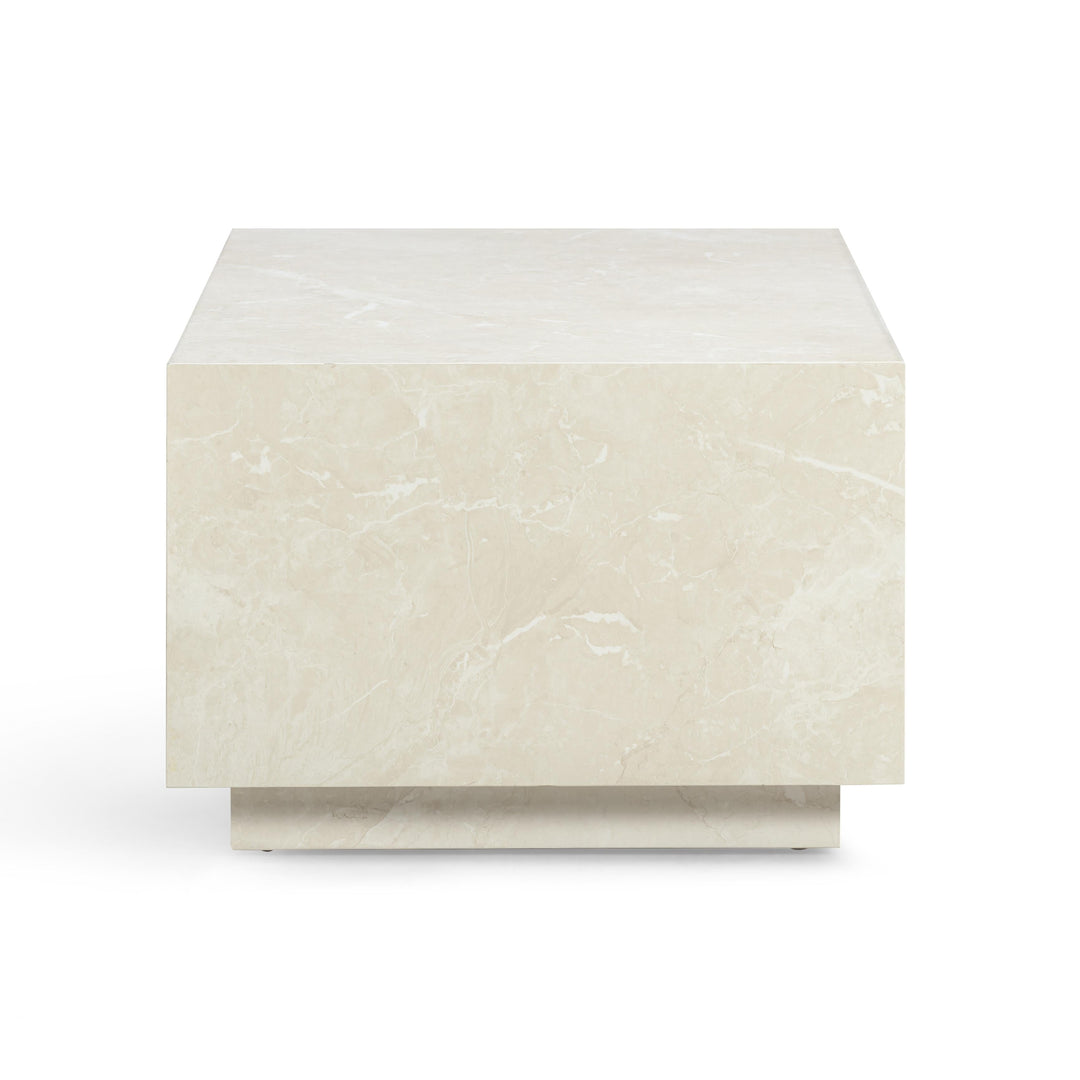Romy 47" Cream Travertine Rectangular Coffee Table