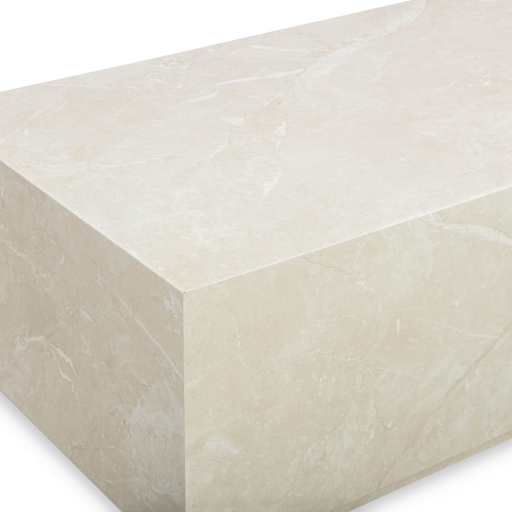 Romy 47" Cream Travertine Rectangular Coffee Table