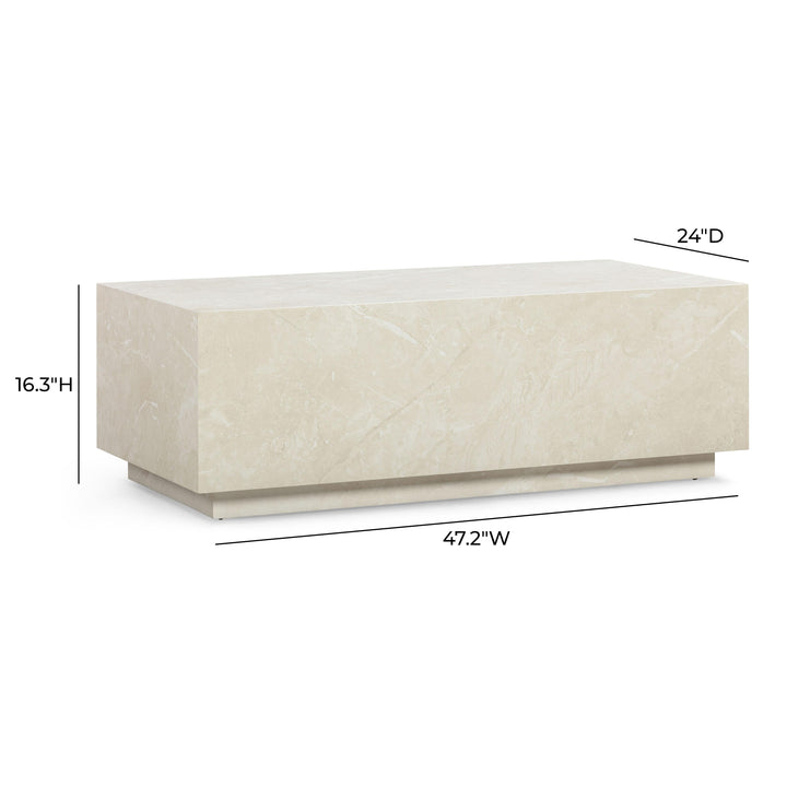 Romy 47" Cream Travertine Rectangular Coffee Table