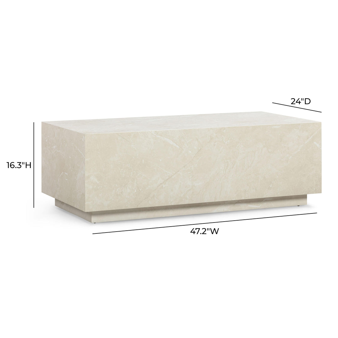 Romy 47" Cream Travertine Rectangular Coffee Table