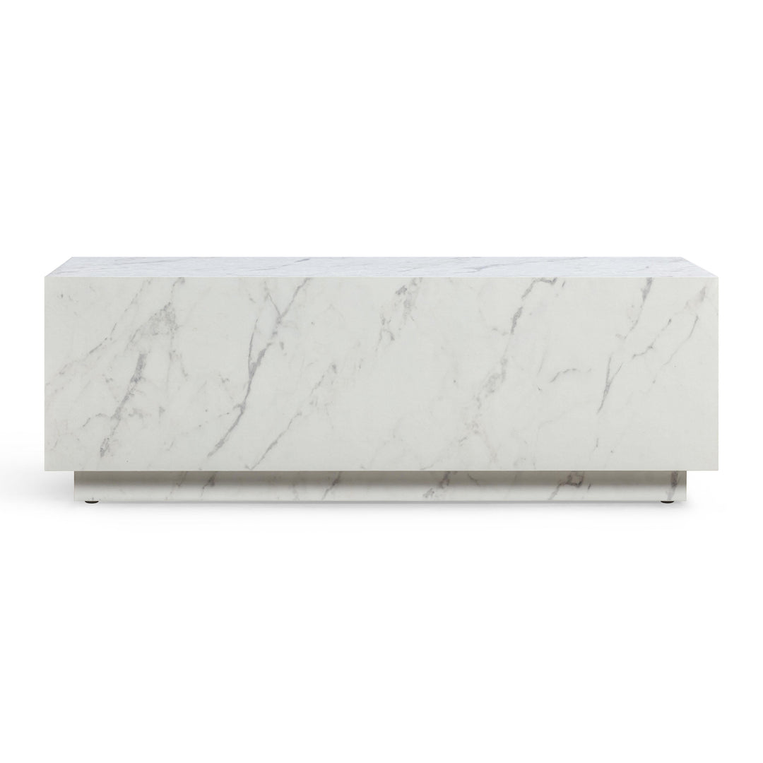 Romy 47" White Marble Rectangular Coffee Table