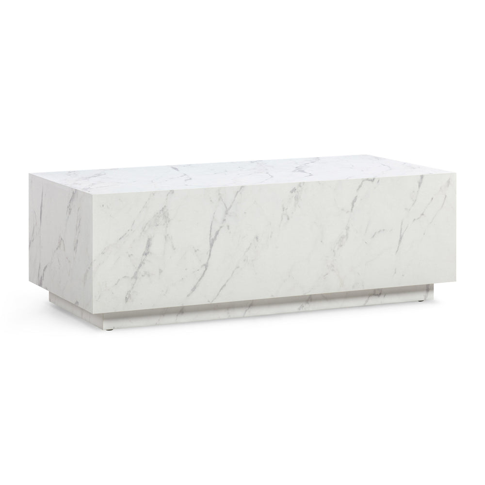 Romy 47" White Marble Rectangular Coffee Table